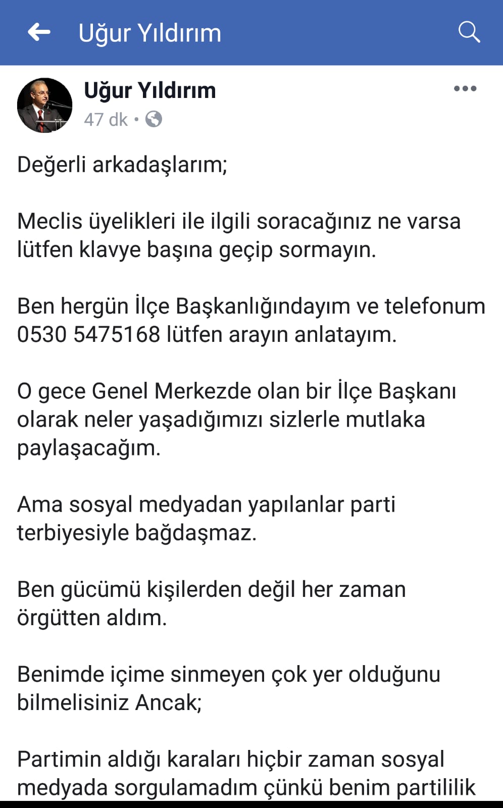 CHP Karşıyaka İlçe Başkanı Yıldırım’dan cevap:  “Ben her gün İlçe Başkanlığındayım”